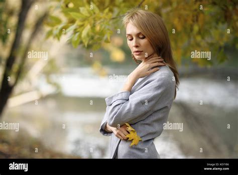 Fashion Portrait Of Beautiful Blonde Woman In Stylish Clothes Outdoor In Autumn Stock Photo Alamy