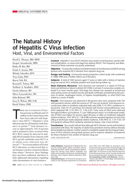 Pdf The Natural History Of Hepatitis C Virus Infection Host Viral And Environmental Factors