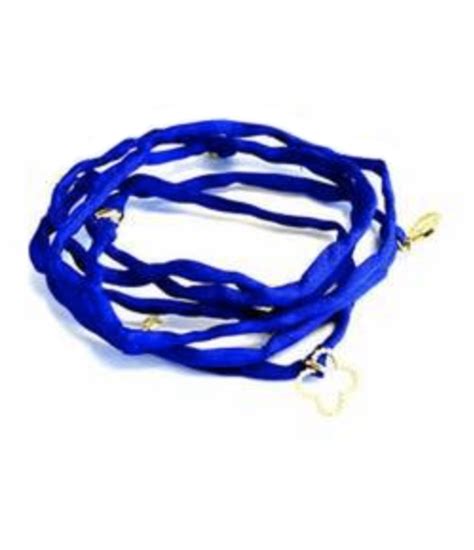 Armband Zijde Konings Blauw Met Goudkleurige Hangertjes Paulowna