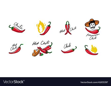 Hot Chili Peppers Icons Set Royalty Free Vector Image
