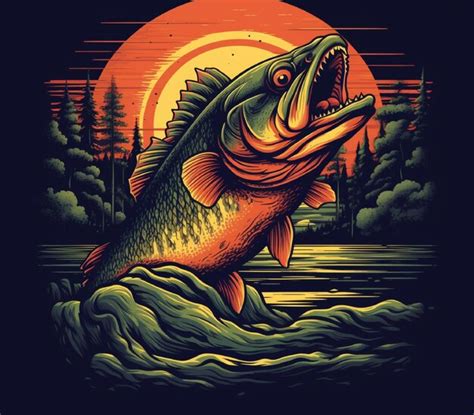 Premium Vector Logo With Lake Largemouth Bass Fish