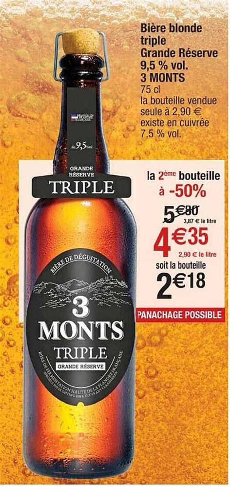 Promo Bi Re Blonde Triple Grande R Serve Vol Monts La Me Bouteille Chez Cora
