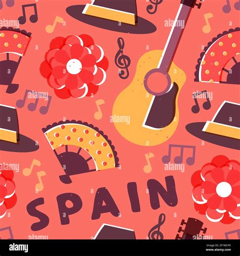 spanish culture seamless pattern illustration spain travel background