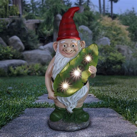 Amazon Exhart Solar Good Times Naked Nolan Naughty Gnome Statue W Welcome Leaf