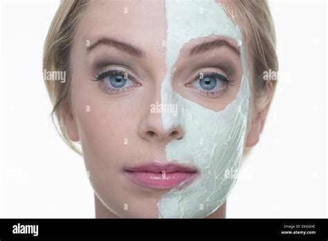 Blonde Woman With Face Mask Stock Photo Alamy