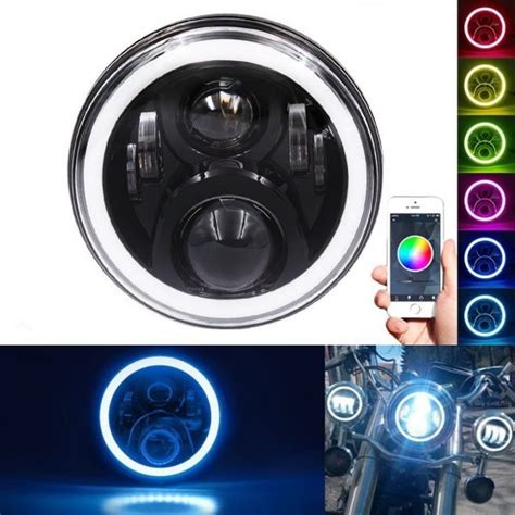 7 Inch RGB Multi Color LED Halo Ring Daymaker Headlight For Harley