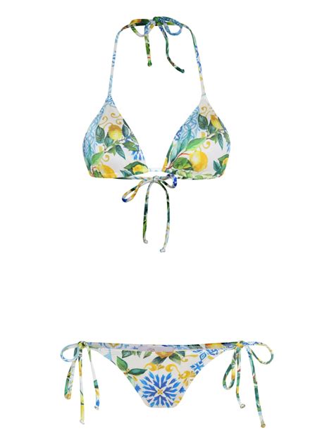 Brigitte Lemon Print Bikini Set White FARFETCH