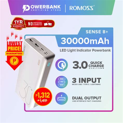 Romoss Sense 8 Series 30000mAh Powerbank PD QC3.0 FC SCP 18W 22.5W Fast ...