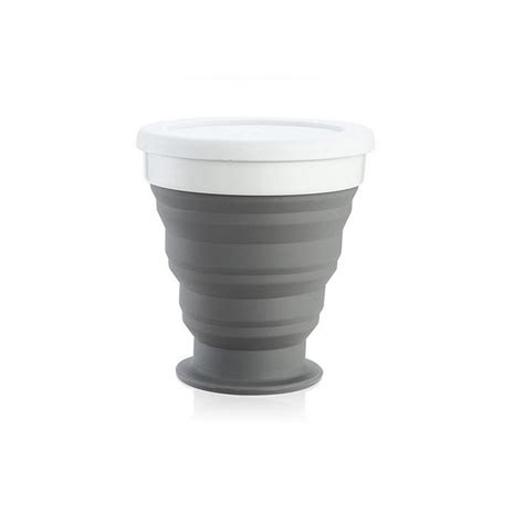 Складной стакан силиконовый с крышкой SILICON MAGIC CUP, Gray – фото ...