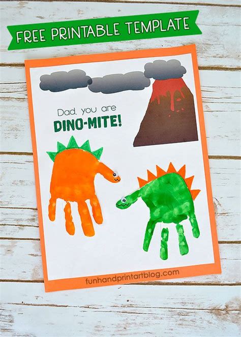 Dad You Are Dino Mite Printable Dinosaur Handprint Card Idea