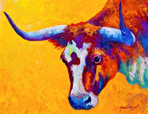 Marion Rose Texas Longhorn Cow Study painting - Texas Longhorn Cow ...