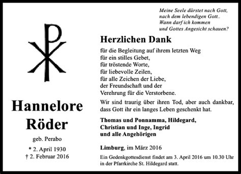 Traueranzeigen Von Hannelore R Der Trauer Rheinmain De