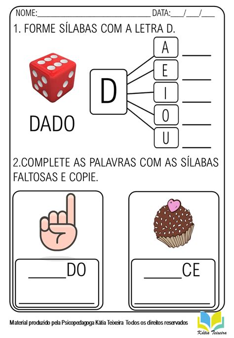 Atividades De Alfabetização Letra D Pdf Para Imprimir