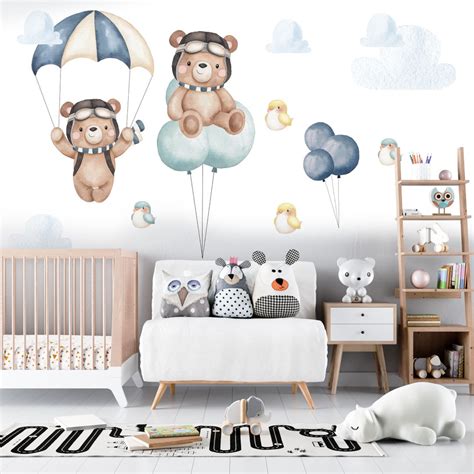 Hot Air Ballon Wall Decals Nursery Bear Wall Decals Plane Wall Decals Wall Decals Nursery