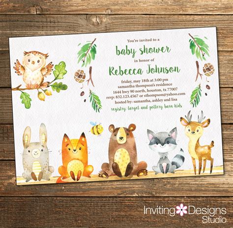 Woodland Baby Shower Invitation / Rustic Woodland Friends / Neutral ...