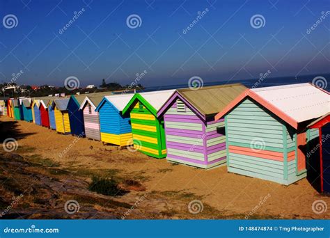 Colourful Beach Houses In Melbourne Australia Stock Photo Image Of