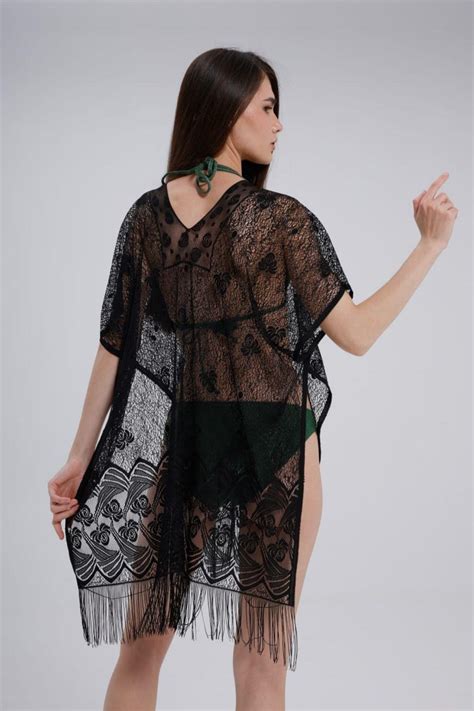 Bella Notte Siyah Bikini Ve Mayo St Narin Desenli Ra El Pareo P