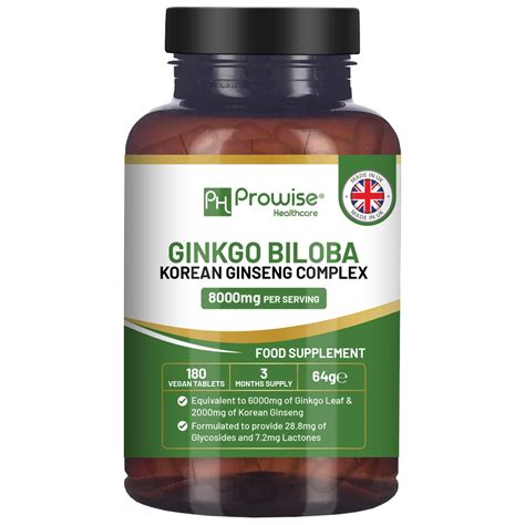 Ginkgo Biloba Und Koreanischer Ginseng Tabletten 8000 Mg 180 Vegane