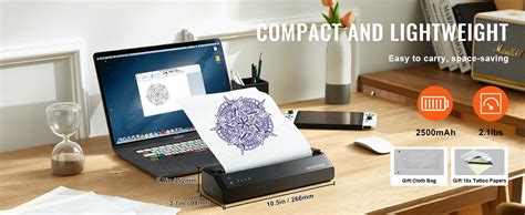 VEVOR Tattoo Transfer Stencil Printer, Wireless Bluetooth Tattoo ...