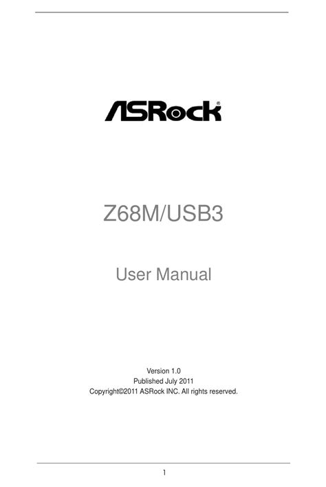 ASROCK Z68M/USB3 USER MANUAL Pdf Download | ManualsLib