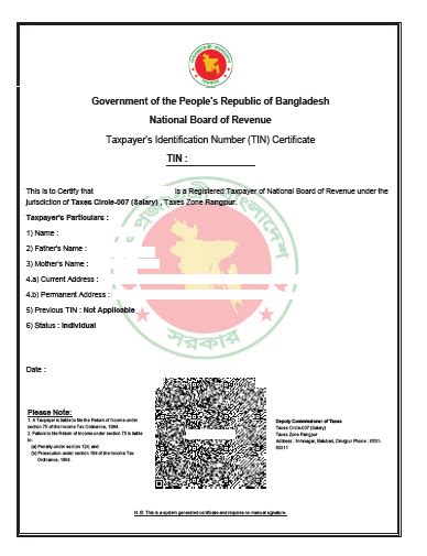 Tin Certificate Registration Process In Bangladesh