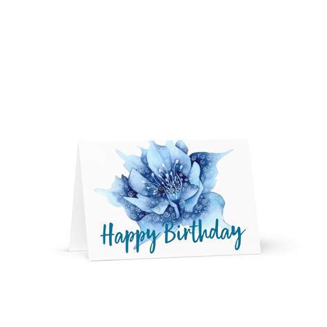 Blue Flower Happy Birthday Greeting Card Archive Paper And Press