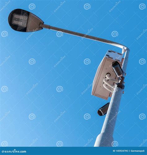 Street Lamp With Cctv Camera Stock Image Image Of Electricity Cctv