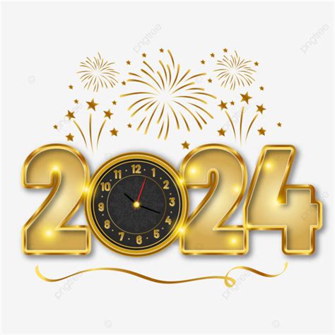 D Luxury Golden With Gold Black Clock Happy New Year Clipart