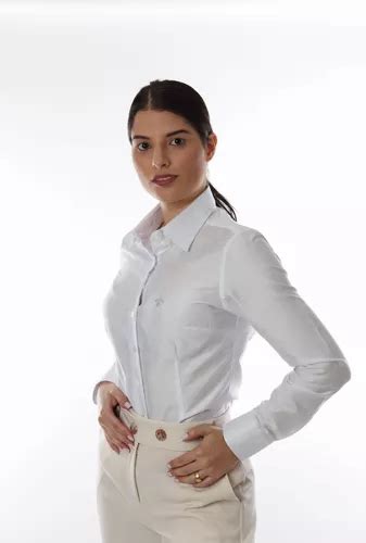 Camisa Dudalina Ml Luxury Cetim Liso Feminina Branca Slim