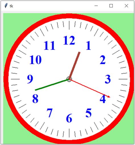 Drawing Analog Clock Second Minute Hour Needles Using Line In Tkinter