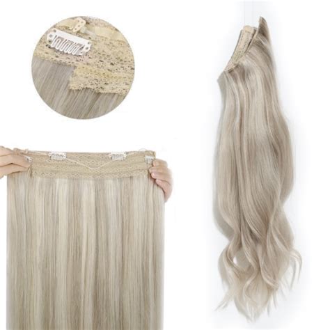 ASH BLONDE PLATINUM BLONDE Halo Highlight Hair Extensions G