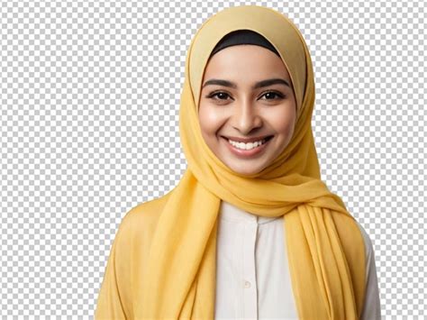 Premium Psd Smiling Happy Arab Asian Muslim Woman In Hijab