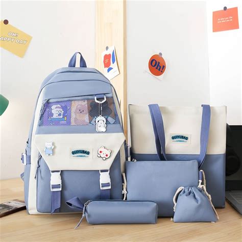 Jual JT12473-softblue Tas Ransel Lucu 5in1 Wanita Cantik Terbaru