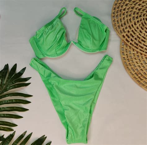 Verde Limao Moda Praia - Aro W Verde Limão Canelado | CARIOKAS MODA PRAIA
