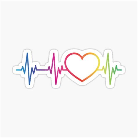 Cool Lgbtq Rainbow Heartbeat Cute Gay Pride Month Lgbt Party Sticker By AlexanderFrost