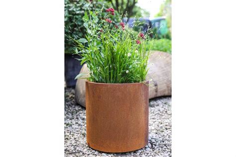 Corten Steel Cylinder Metal Planters London Stone