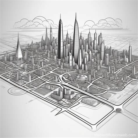 Futuristic City Map Design | Stable Diffusion Online