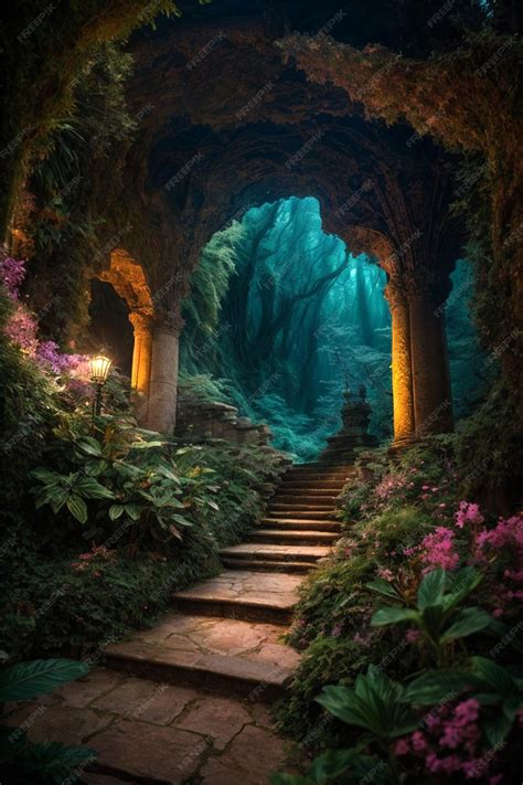 Premium AI Image | An enchanting fantasy natural landscape with