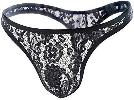 KHUFUZI Herren 2 Farben Pack Sexy Brief Coole Spitze Tanga Mesh G Strings Bikini Unterwäsche