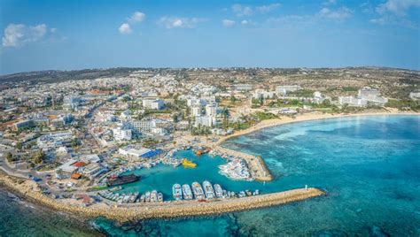 Landscape With Ayia Napa Beach And Harbour Cyprus Stock Image Image