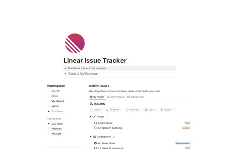 Linear Issue Tracker Template | Notion Marketplace 