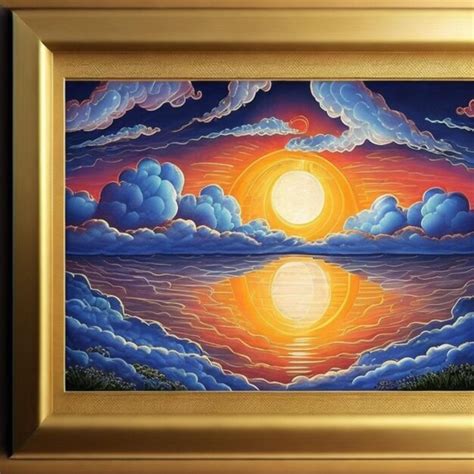 Premium AI Image | A painting of a sun and clouds with the sun in the sky