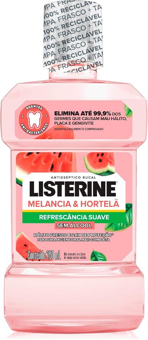 Listerine Melancia E Hortelã - LISTERINE® Melancia & Hortelã Enxaguante Bucal Sem Álcool, 250mL ...