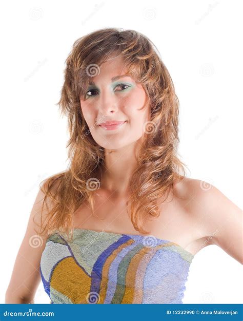 Giovane Bella Donna Del Brunette Fotografia Stock Immagine di felicità mano