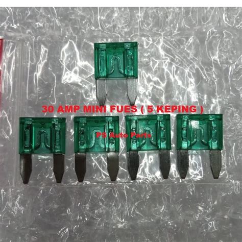 Car Fuse Blade Mini Plug In Fuse 30a 5 Unit Mini Plug In Fuse Green