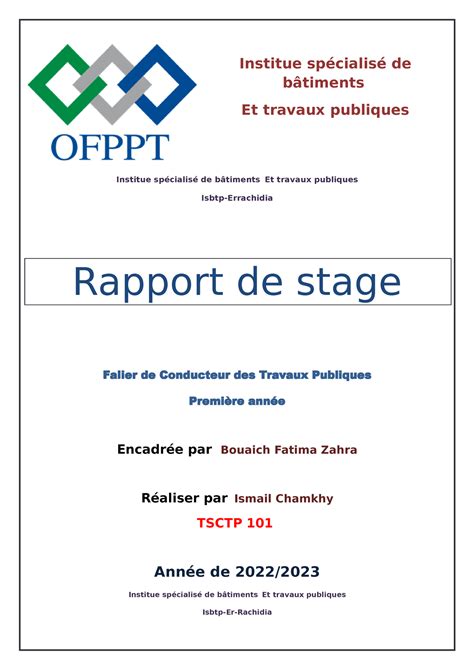 Rapport de stage PDF pdf Institue spécialisé de bâtiments Et