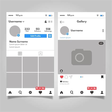 Modelo De Perfil Instagram - Design de modelo de interface de perfil do Instagram | Vetor Grátis
