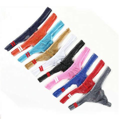 Mens Sheer Mesh Low Rise Bikini Thong G String Briefs Tanga Underwear