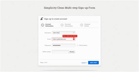 Simplicity Multi Step Sign Up Form On Behance