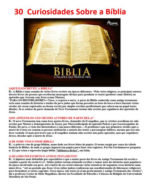 100 Curiosidades Sobre A Bíblia - 30 Curiosidades Sobre A Bíblia | PDF